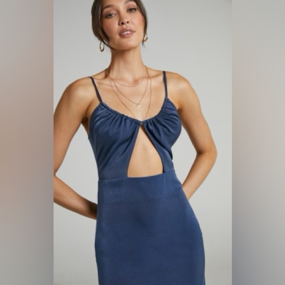 Elegant Blue Cutout Dress